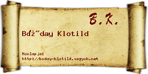 Bóday Klotild névjegykártya